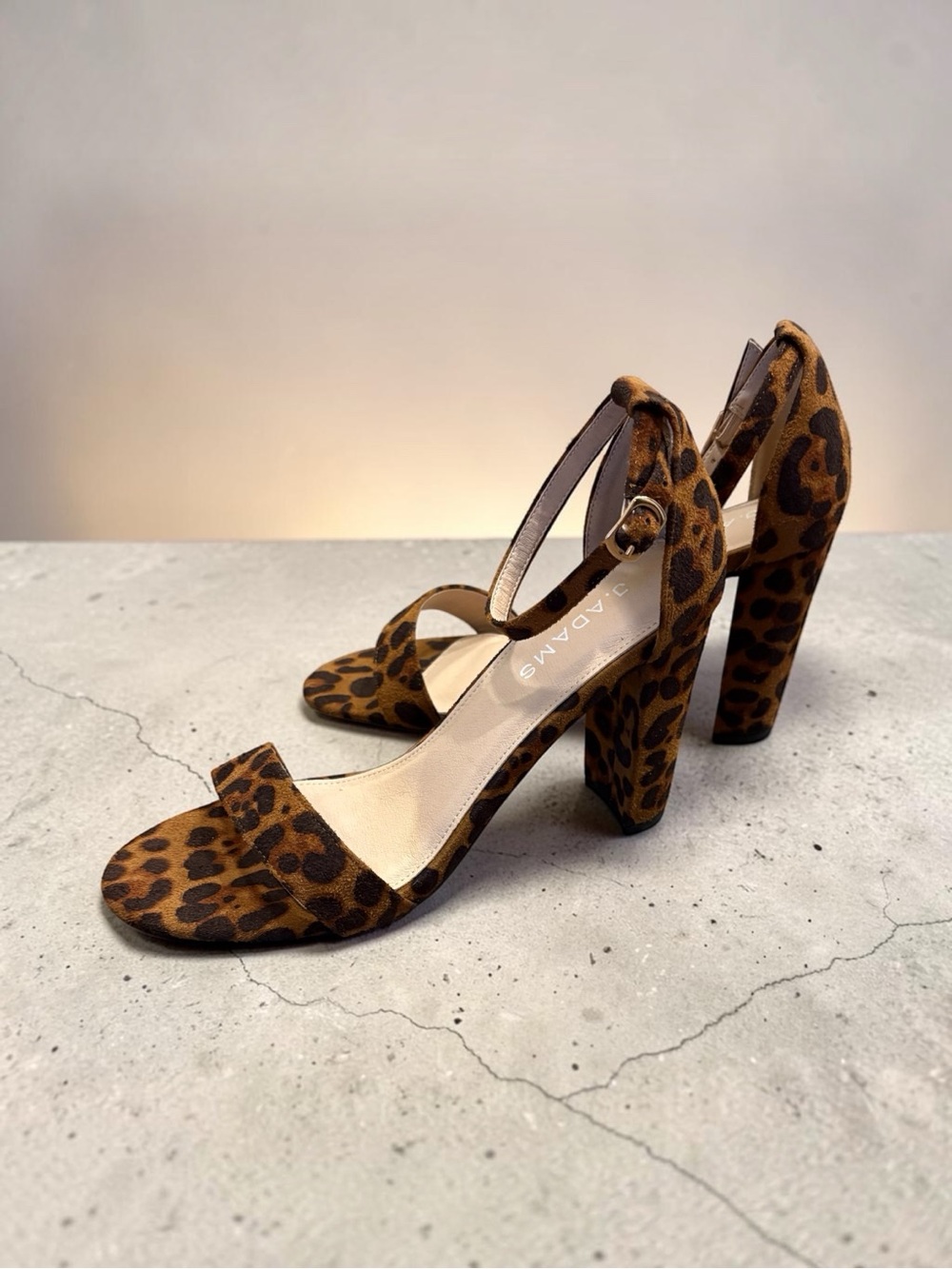 Leopard Print Block Heel Suede Sandals~size 10 NWOB